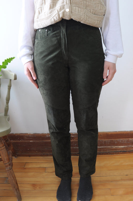 Pantalon vert en suède